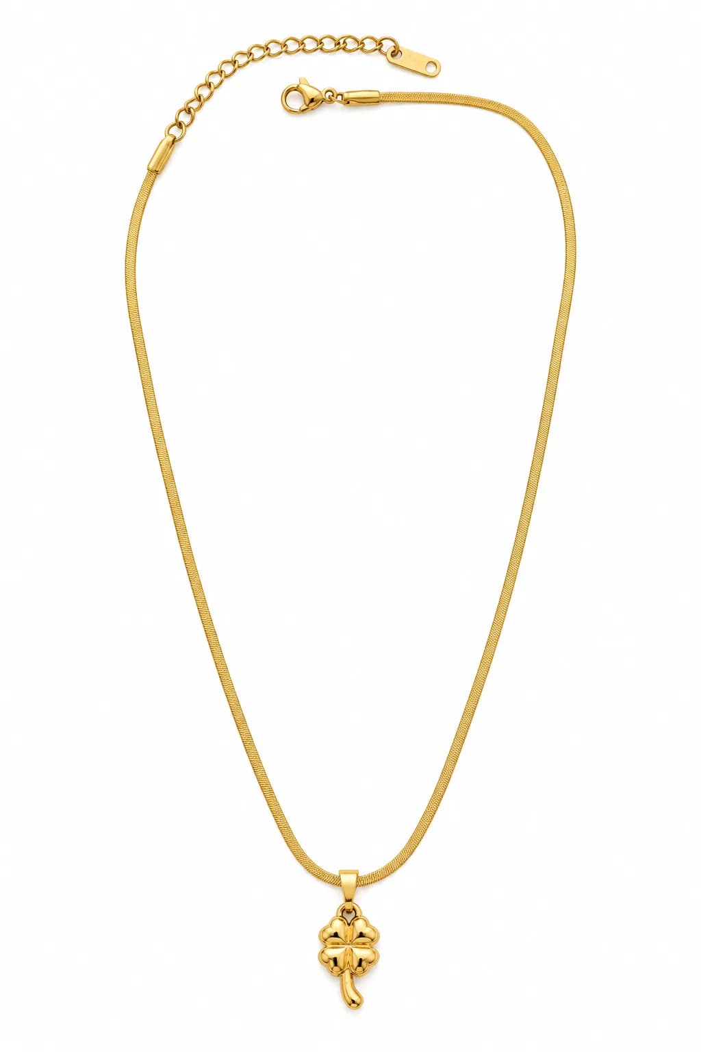 Puffy Clover Pendant Necklace, Gold