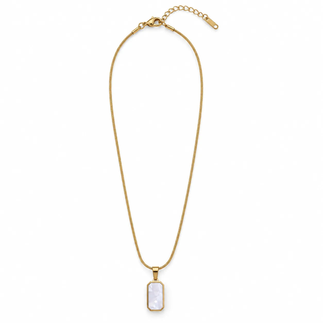 2-in-1 Black and White Reversible Pendant Necklace, Gold-Tone
