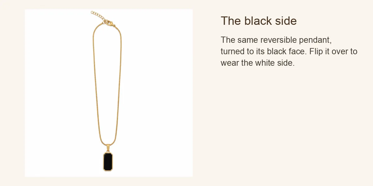2-in-1 Black and White Reversible Pendant Necklace, Gold-Tone: The black side